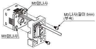 부속된 M3 나사(길이 8mm)를 사용해 본 제품을 센서(M3 암나사)에 설치합니다. 