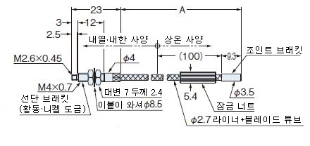 FT-H20-J20-S, FT-H20-J30-S, FT-H20-J50-S 내열측 단품도(측면도)