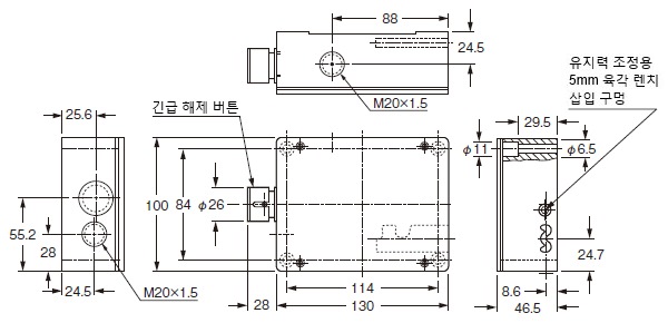 AZM415-22xpkT(-M20) 기존 제품(2007년 3월 이전 생산분)의 형상