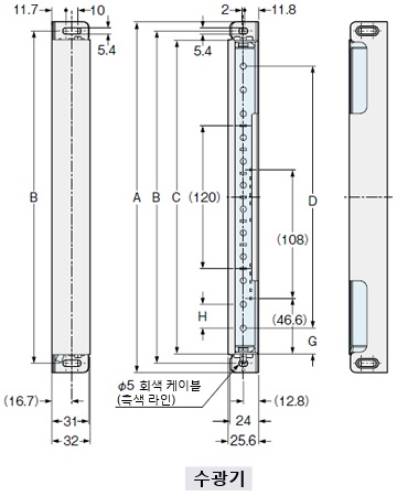 그림은 금속 보호 케이스 MS-SF4BCH-□(별매)(주1)와 표준 설치 브래킷 MS-SF4BC-1(별매)을 사용하여 설치한 경우입니다.