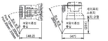 여닫이문의 중심을 액추에이터 설치면 기준으로 하는 경우